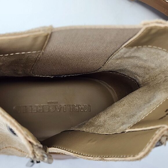 Karl Lagerfeld Breck Bejeweled Brown Suede Boots, Womens 6.5 - Picture 14 of 16